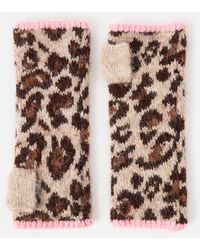 Oliver Bonas - Brown Leopard Print & Knitted Wrist Warmers - Lyst