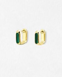 Oliver Bonas - Ava Malachite Inlay Square Clicker Hoop Earrings - Lyst