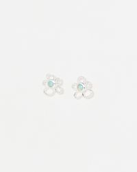 Oliver Bonas - Alyssa Sterling Silver Opalite Flower Stud Earrings - Lyst