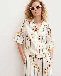 Oliver Bonas - Cream & Green Striped Tomato Print Short Sleeve Shirt, Size 6 - Lyst