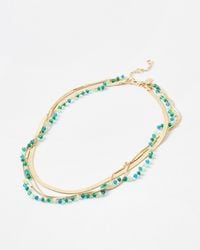 Oliver Bonas - Bea Green & Gold Beaded Layered Necklace - Lyst