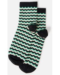 Oliver Bonas - Black & Green Scallop Glitter Ankle Socks - Lyst