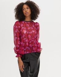 Oliver Bonas Floral Print Organza Tie Back Blouse - Pink