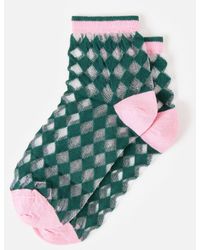 Oliver Bonas - & Pink Diamond Print Sheer Ankle Socks - Lyst