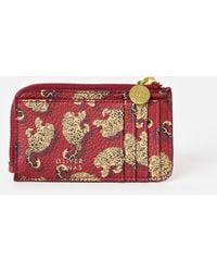 Oliver Bonas - Burgundy Snow Leopard Zipped Card Holder - Lyst