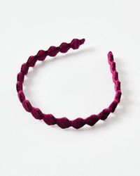 Oliver Bonas - Jenson Plum Velvet Wavy Thin Headband - Lyst