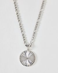 Oliver Bonas - Maya Tone Waterproof Etched Disc Pendant Necklace - Lyst