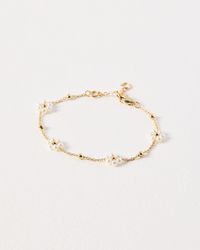 Oliver Bonas - Rosaria Faux Pearl Flower Chain Bracelet - Lyst