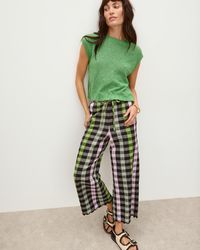 Oliver Bonas - & Green Gingham Cropped Wide Leg Trousers, Size 6 - Lyst