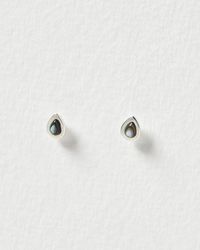 Oliver Bonas - Zosia Grey Paua Shell & Silver Stud Earrings - Lyst
