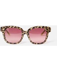 Oliver Bonas - Leopard Print Square Acetate Sunglasses - Lyst