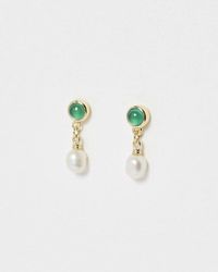 Oliver Bonas - Madeline Onyx & Baroque Pearl Gold Plated Drop Earrings - Lyst