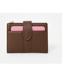 Oliver Bonas - Naomi Chocolate & Pink Zipped Purse - Lyst