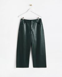 Oliver Bonas - Faux Leather Cropped Wide Leg Trousers, Size 18 - Lyst