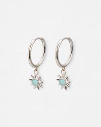 Oliver Bonas - Cyra Sun Opalite Silver Charm Drop Hoop Earrings - Lyst