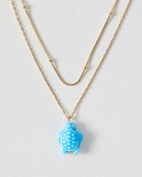 Oliver Bonas - Tina Turtle Charm Double Row Necklace - Lyst