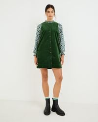 Oliver Bonas - Forest Corduroy Button Up Mini Pinafore Dress, Size 10 - Lyst