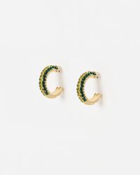 Oliver Bonas - Blanca Green Stone Inlay Hoop Earrings - Lyst