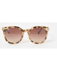 Oliver Bonas - Preppy Faux Tortoiseshell & Aqua Blue Round Sunglasses - Lyst