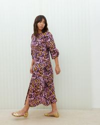 Oliver Bonas - Blurred Animal Print Midi Dress, Size 6 - Lyst