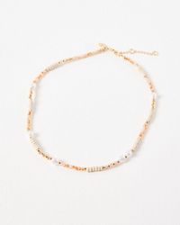 Oliver Bonas - Etti Beads & Faux Pearl Beaded Necklace - Lyst