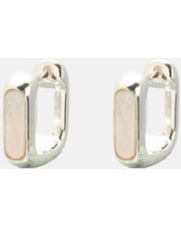 Oliver Bonas - Ava Mother Of Pearl Sterling Silver Square Hoop Earrings - Lyst