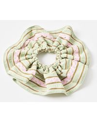 Oliver Bonas - Leila & Brown Striped Pink Hair Scrunchie - Lyst