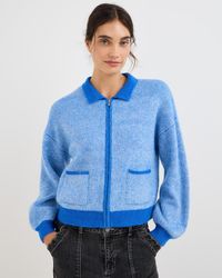 Oliver Bonas - Striped Collared Knitted Bomber Jacket, Size 10 - Lyst