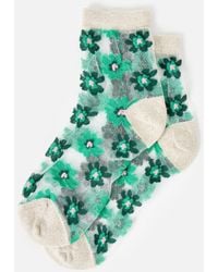 Oliver Bonas - Floral Sheer Ankle Socks - Lyst
