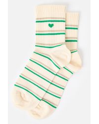 Oliver Bonas - Cream & Green Striped Heart Ankle Socks - Lyst