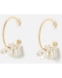 Oliver Bonas - Coraline Faux Pearl Flower Charm Hoop Earrings - Lyst