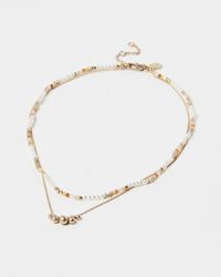 Oliver Bonas - Kaia Bead & Faux Pearl Chain Double Row Pendant Necklace - Lyst