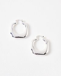 Oliver Bonas - Codi Square Tone Hoop Earrings - Lyst