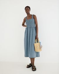 Oliver Bonas - & Black Gingham Strappy Cotton Midi Dress, Size 10 - Lyst