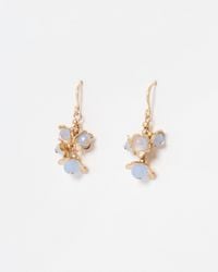 Oliver Bonas - Odelia Brass Flower & Blue Bead Drop Earrings - Lyst