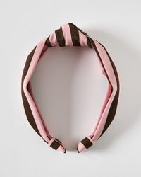 Oliver Bonas - Monica Brown & Pink Stripe Knot Top Headband - Lyst