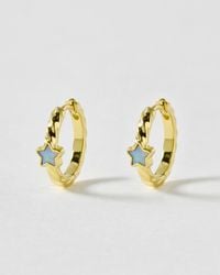 Oliver Bonas - Stella Opalite Star Textured Hoop Earrings - Lyst