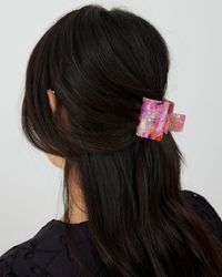 Oliver Bonas - April Marble Pink & Orange Square Hair Claw Clip - Lyst