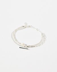 Oliver Bonas - Rosalind Freshwater Pearl & Bar Layered Chain Bracelet - Lyst