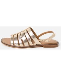 Oliver Bonas - Metallic Strappy Slingback Leather Sandals, Size Uk 3 - Lyst