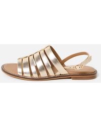 Oliver Bonas - Metallic Strappy Slingback Leather Sandals, Size Uk 3 - Lyst