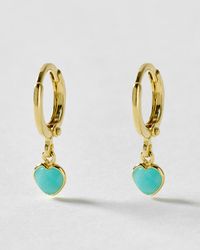 Oliver Bonas - Auden Amazonite Heart Charm Hoop Drop Earrings - Lyst