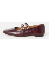 Oliver Bonas - Double Buckle Croc-effect Leather Mary Janes, Size 3 - Lyst