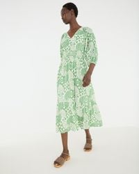 Oliver Bonas - & Cream Sun Print V-neck Tiered Midi Dress, Size 10 - Lyst