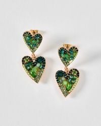 Oliver Bonas - Becca Stone Cluster Tiered Heart Drop Earrings - Lyst
