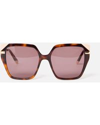 Oliver Bonas - Faux Tortoiseshell & Cream Corner Square Acetate Sunglasses - Lyst