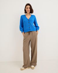 Oliver Bonas - Brown & Blue Checked Wide Leg Jogger Trousers, Size 10 - Lyst