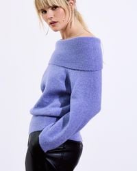 Oliver Bonas - Lilac Sparkly Bardot Knitted Jumper, Size 6 - Lyst