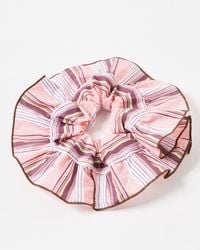 Oliver Bonas - Elowyn Pink & Brown Striped Hair Scrunchie - Lyst