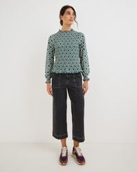 Oliver Bonas - Denim Scalloped Pocket Cropped Wide Leg Jeans, Size 10 - Lyst